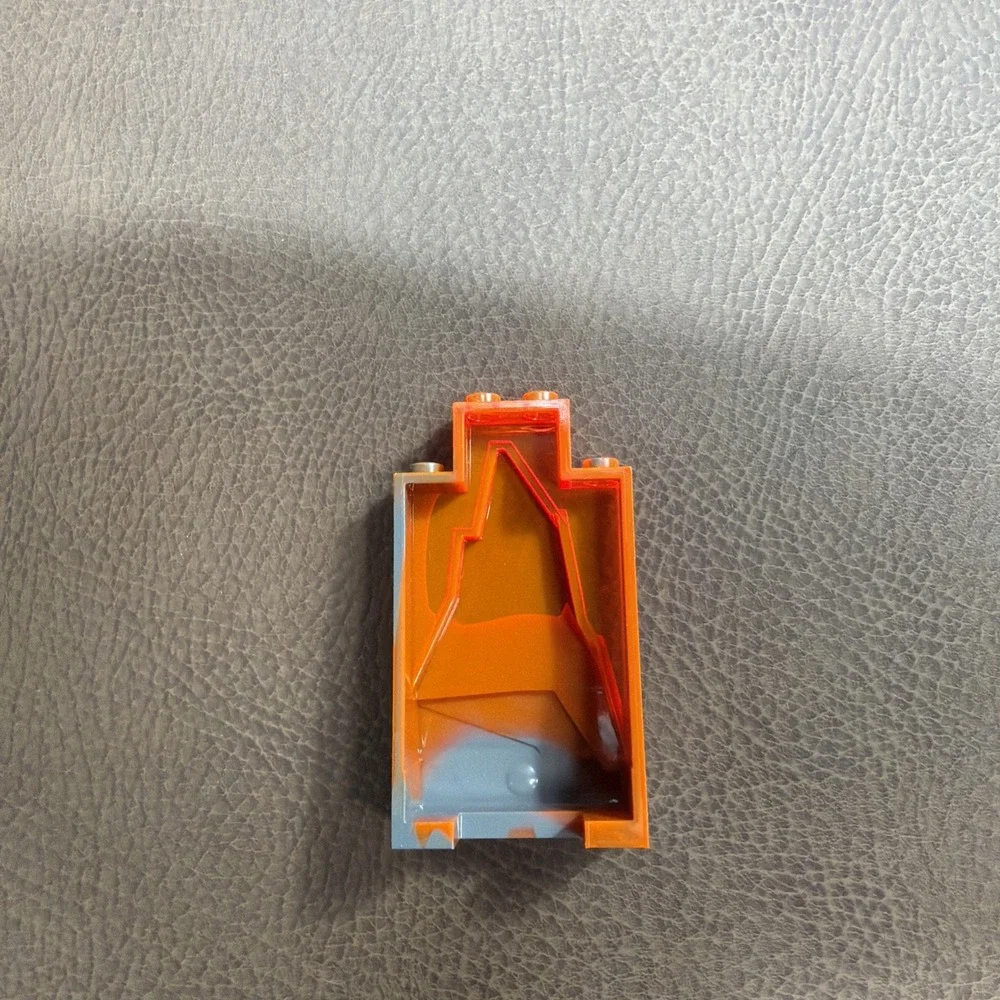 Genuine LEGO Rock Panel 2x4x6 Trans-Neon Orange Marbled Dark Gray 47847pb002
